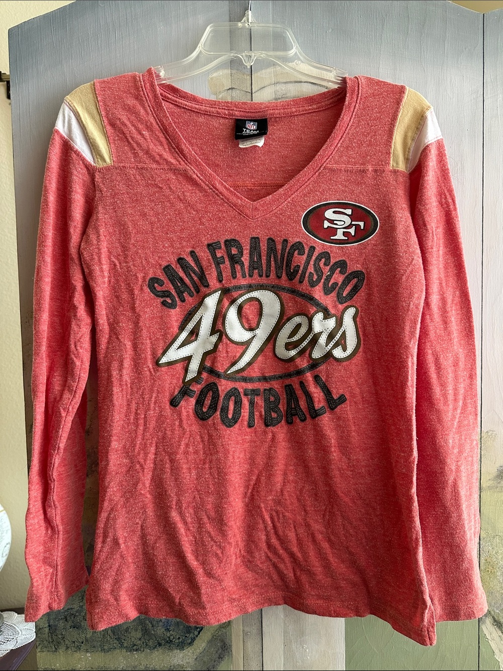 San Francisco 49ers Red V-Neck Long Sleeve Tee by NFL